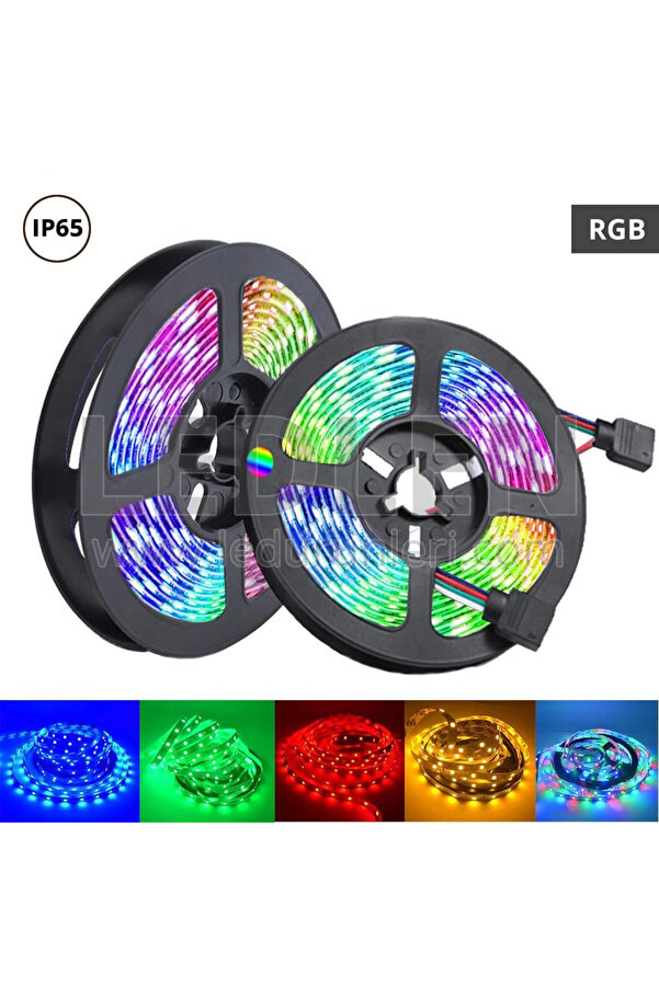 Evi̇mdeyokyok Rgb Şeri̇t 5 Metre 16 Renkli̇ Kumandalı Adaptörlü Çi̇ft Taraflı Bant