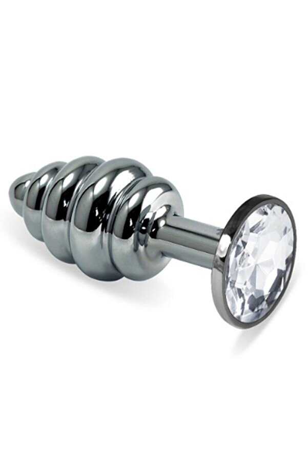 Meyrabest Erox Si̇lver Small Beyaz Taşlı Boğumlu Anal Alıştırıcı Metal Plug