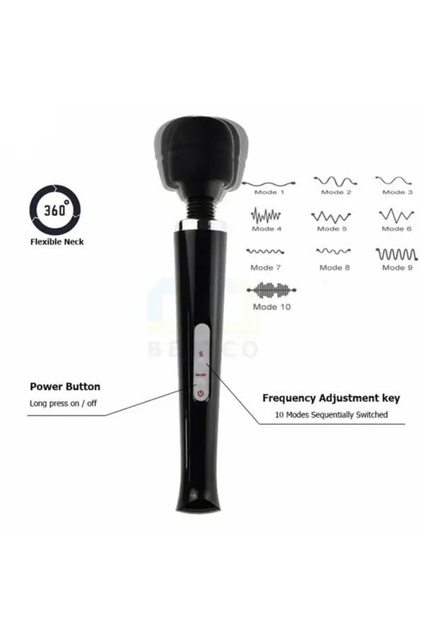 Erox Magi̇c Massager Black Profesyonel 10 Modlu Güçlü Masaj Aleti̇