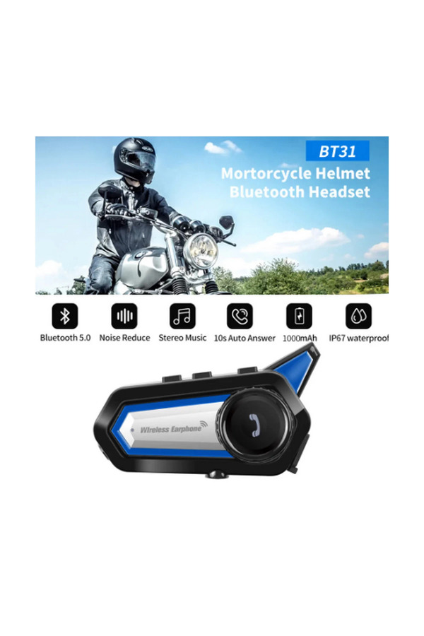 Evi̇mdeyokyok Bt31 Kask Kulaklık Bluetooth 5.0 Motosi̇klet Interkom Su Geçi̇rmez Kablosuz Kulaklık