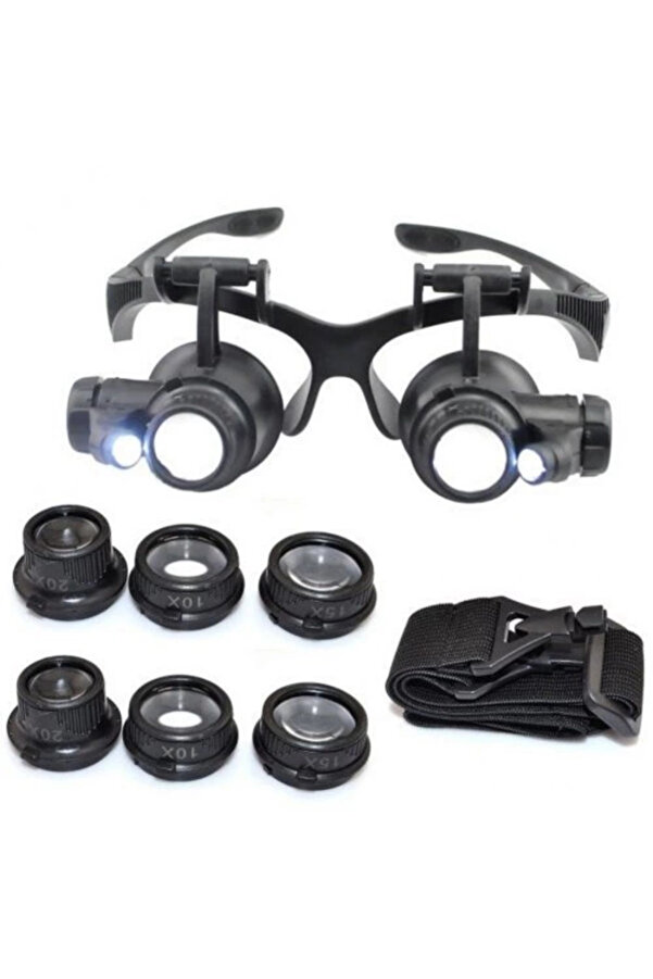 Evi̇mdeyokyok Gözlük Modeli̇ 10X 15X 20X 25X Lens,2Led Işıklı,Büyüteç