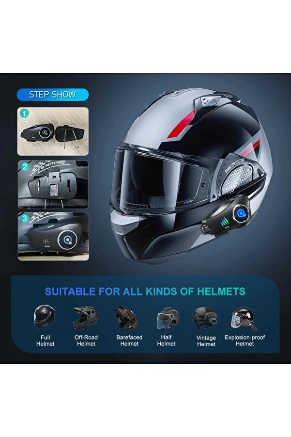 Evimdeyokyok Q28 Motosiklet Kask Bluetooth Kulaklık 1080P Kamera Interkom Kulaklık Su Geçirmez Intercom
