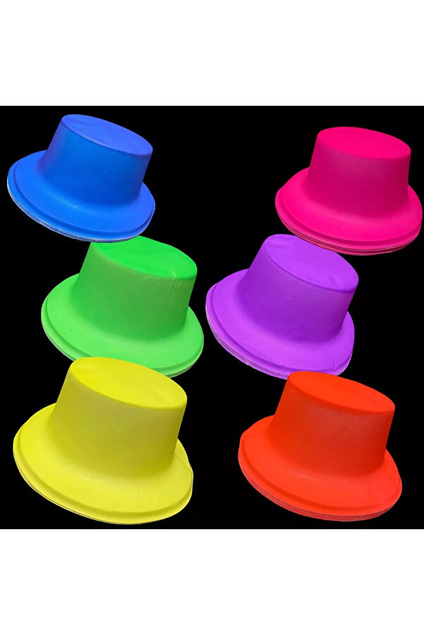 Evi̇mdeyokyok Neon Parti̇si̇ Turuncu Renk Plasti̇k Fötr Şapka