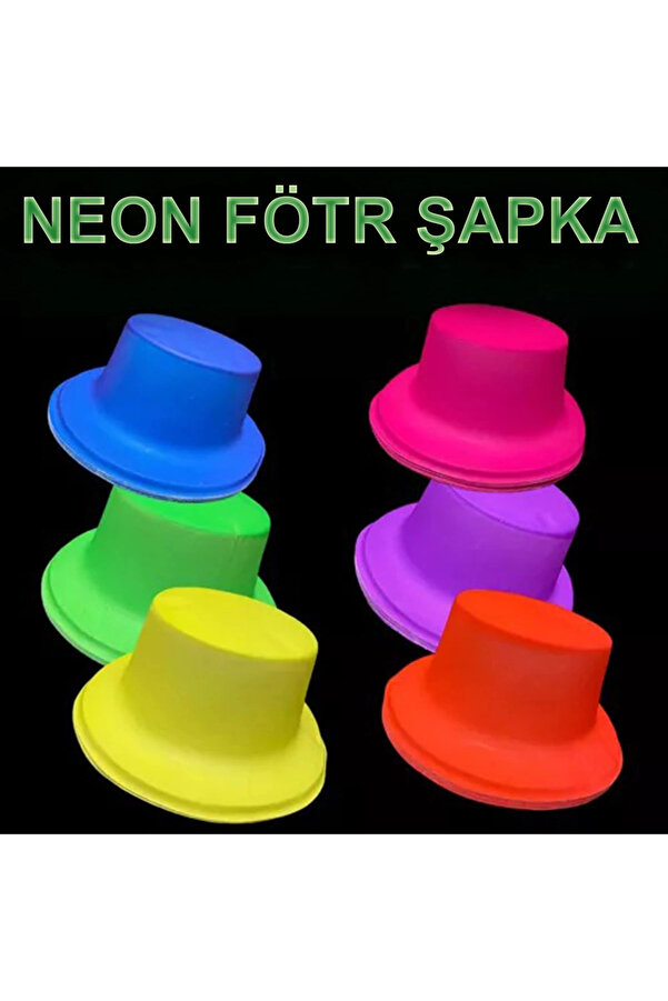Evi̇mdeyokyok Neon Parti̇si̇ Sarı Renk Plasti̇k Fötr Şapka