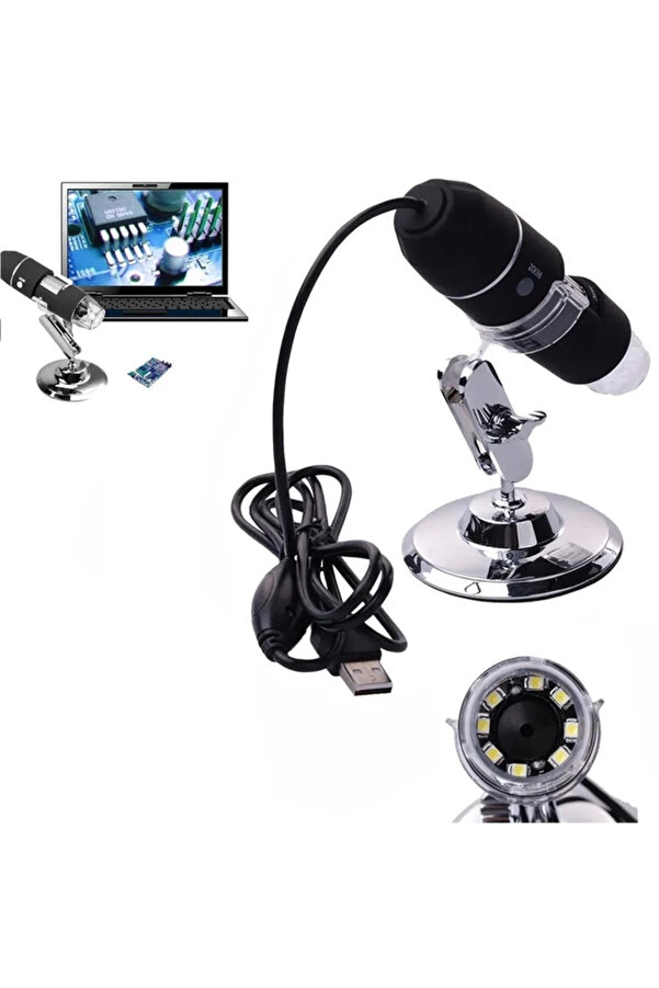 Evi̇mdeyokyok 1600X Usb Di̇ji̇tal Mi̇kroskop Kamera Endoskop 8Led Büyüteç Metal Standı