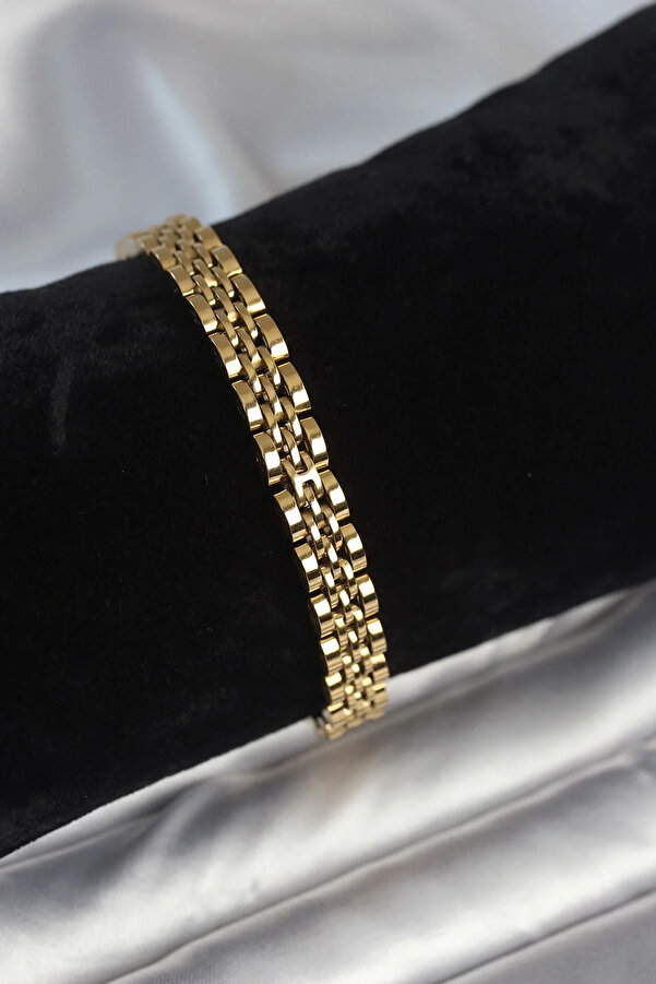 Exbob 316L Çeli̇k 7 Mm Kalınlıkta Gold Renkli̇ Erkek Bi̇lekli̇k