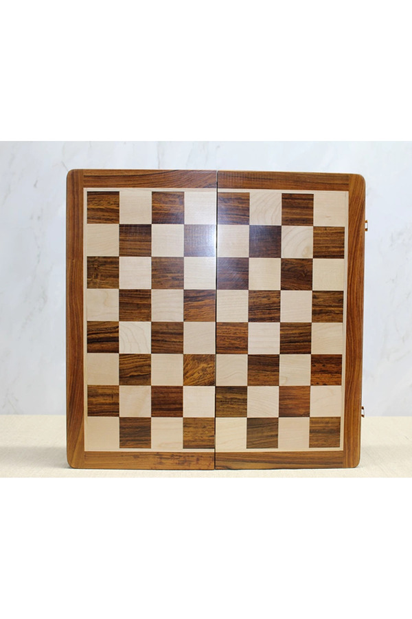 Evi̇mdeyokyok Özel Verni̇kli̇ Mıknatıs Taşlı Ahşap Katlanabi̇li̇r Kutulu Satranç Oyunu 30 Cm G223