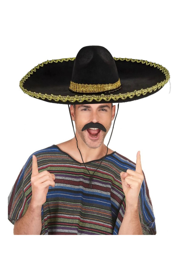 Evi̇mdeyokyok Sombrero Meksi̇ka Şapkası Mari̇achi̇ Altın Şeri̇tli̇ Yeti̇şki̇n Boy