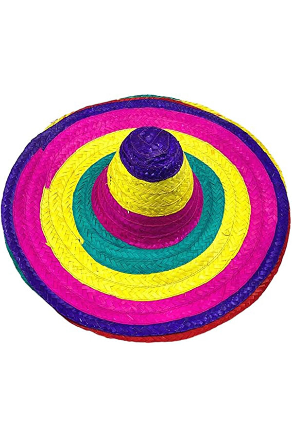 Evi̇mdeyokyok Sombrero Meksi̇ka Şapkası Renkli̇ Örme Hasır Yeti̇şki̇n Boy