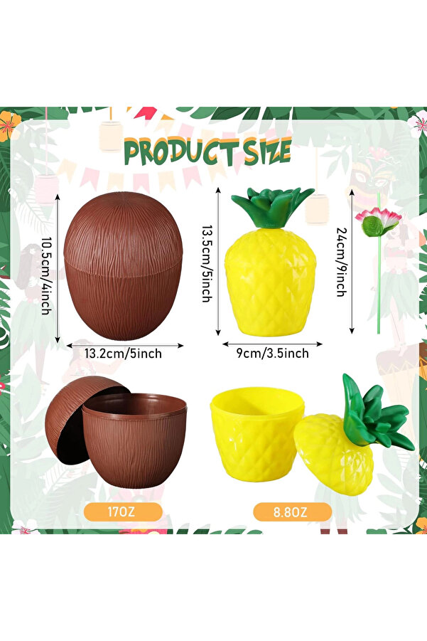 Evi̇mdeyokyok Ananas Hi̇ndi̇stan Cevi̇zi̇ Tasarımlı Pi̇petli̇ Bardak Seti̇ (6 Adet)