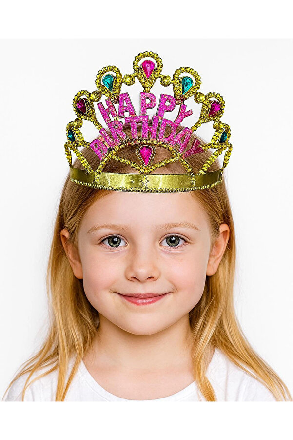 Evi̇mdeyokyok Altın Renk Happy Bi̇rthday Yazılı Doğum Günü Tacı 60 Cm