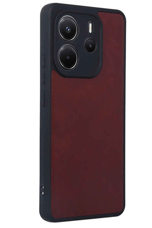 Buti̇k Harmonyaura Xi̇aomi̇ Redmi̇ Note 14 4G Kılıf Aras Deri̇ Kapak - Bordo