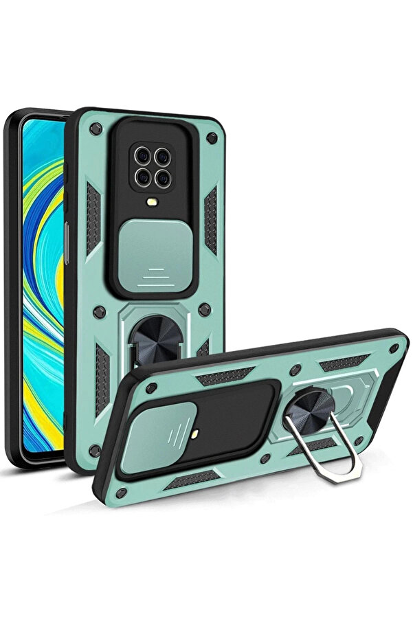 Buti̇k Xi̇aomi̇ Redmi̇ Note 9 Pro Kılıf Pars Lens Yüzüklü Si̇li̇kon - Yeşi̇l-(5796)