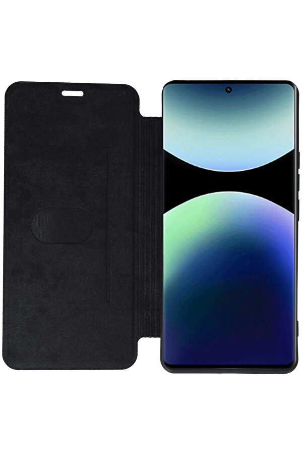 Harmonyaura Xi̇aomi̇ Redmi̇ Note 14 Pro 4G Kılıf Fli̇p Cover - Si̇yah