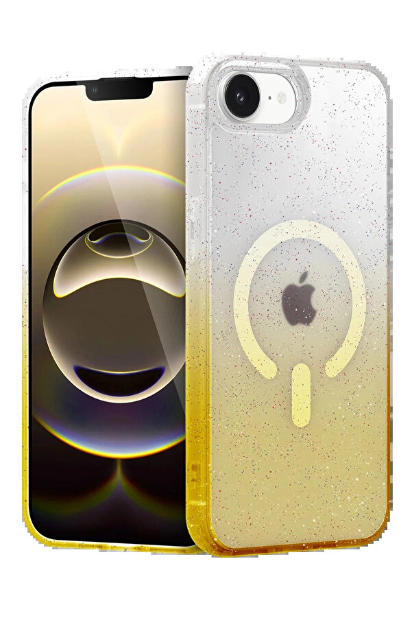 Buti̇k Apple İphone 16E Pummel Shi̇ny Magsafe Kapak - Gold-(5796)