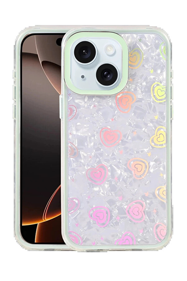 Buti̇k Apple İphone 15 Lumi̇ Desenli̇ Kapak - Mavi̇-(5796)