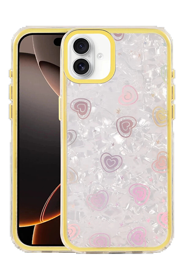 Buti̇k Apple İphone 16 Lumi̇ Desenli̇ Kapak - Sarı-(5796)