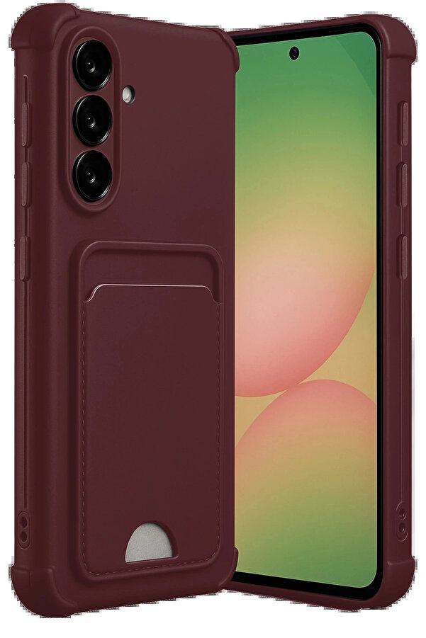 Buti̇k Samsung Galaxy A56 Kılıf Kelvi̇n Kartvi̇zi̇tli̇ Si̇li̇kon - Bordo-(5796)