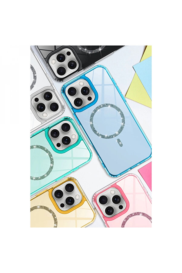 Byhodi̇ Apple İphone 15 Pro Max Li̇ve Di̇amond Magsafe Kapak - Pembe