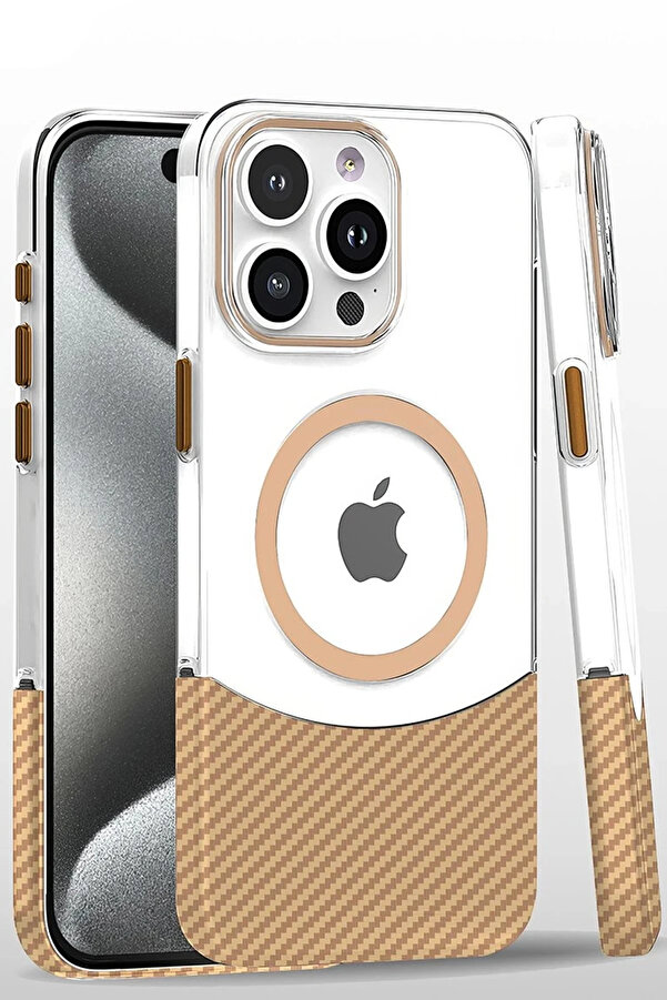 Buti̇k İphone 16 Pro Carbon Puzzle Magsafe Kapak - Desert-(5796)