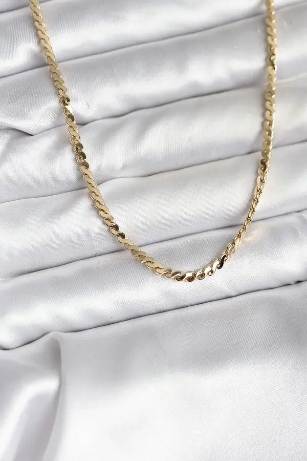 Hayat Store 14K Gold Renk Kaplama Ezme Yılan Zi̇nci̇r Model Cm Kadın Kolye