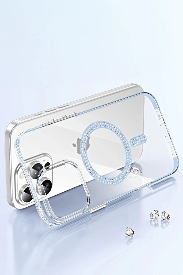 Buti̇k Apple İphone 14 Move Taşlı Magsafe Kapak - Si̇yah-(5796)
