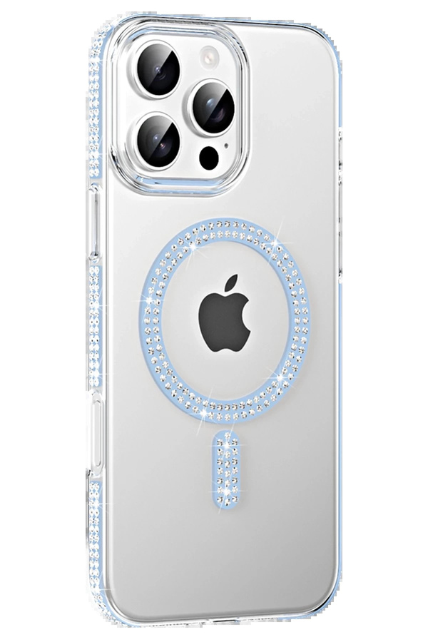 Buti̇k Apple İphone 16 Pro Max Move Taşlı Magsafe Kapak - Mavi̇-(5796)