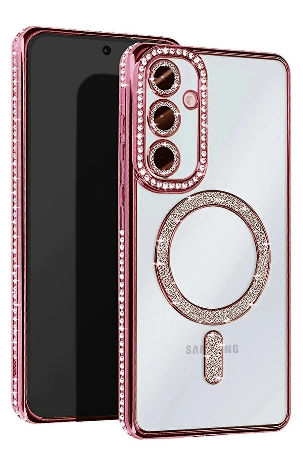 Buti̇k Samsung Galaxy A25 5G Joke Si̇mli̇ Magneti̇csafe Kılıf - Pembe-(5796)
