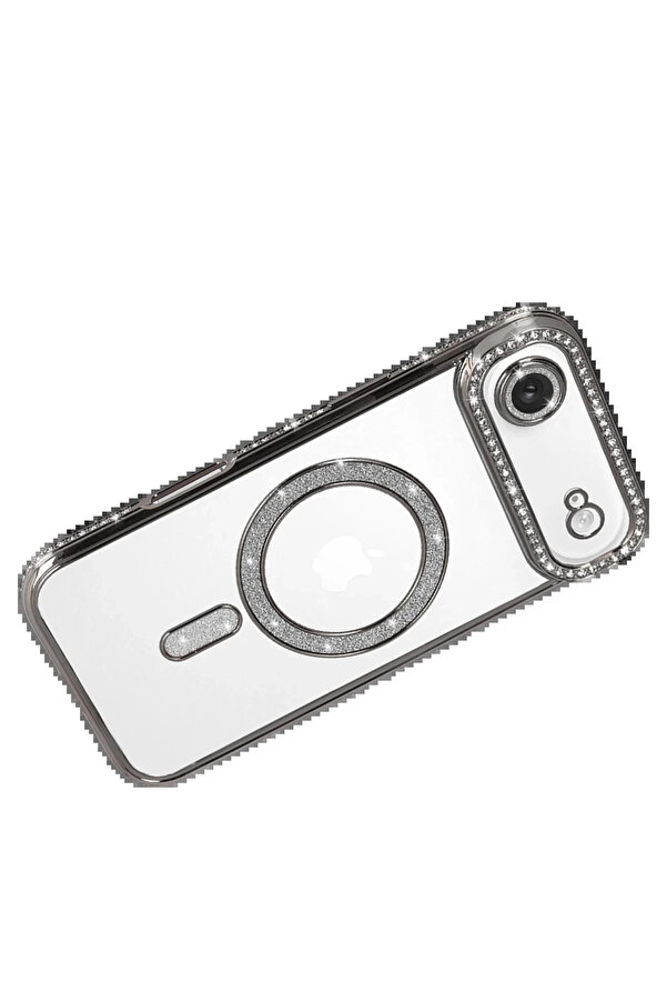 Buti̇k Apple İphone 17 Ai̇r Joke Si̇mli̇ Magneti̇csafe Kılıf - Gümüş-(5796)