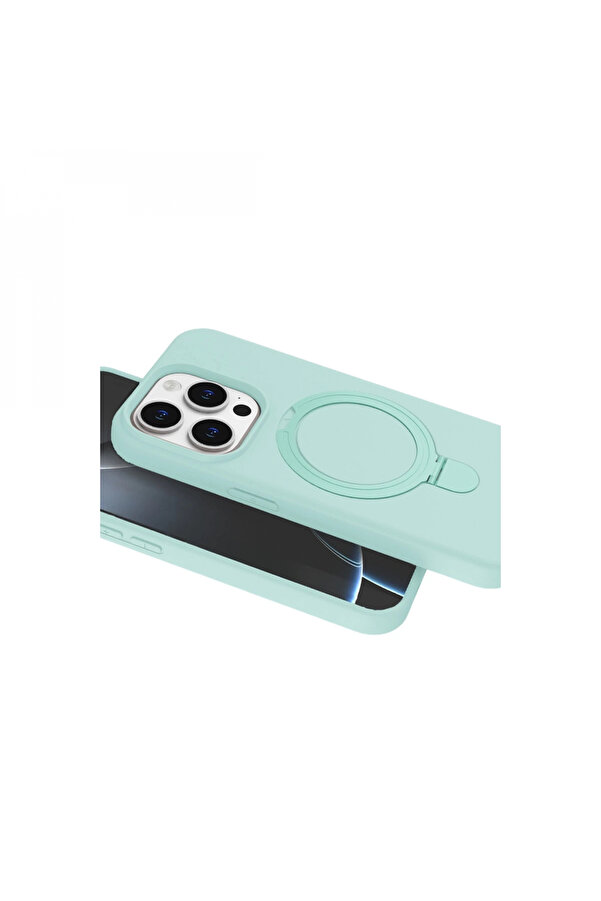 Buti̇k Apple İphone 15 Pro Max Regal Magsafe Standlı Kapak - Su Yeşi̇li̇-(5796)