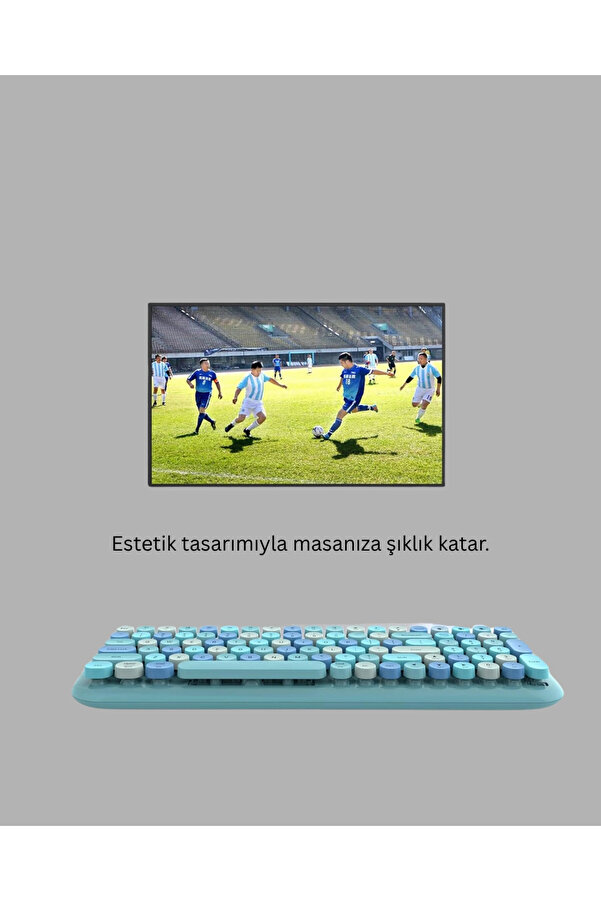 Buti̇k Kablosuz Retro Klavye Ve Mouse Seti̇ – 104 Tuşlu Sevi̇mli̇ Tasarım