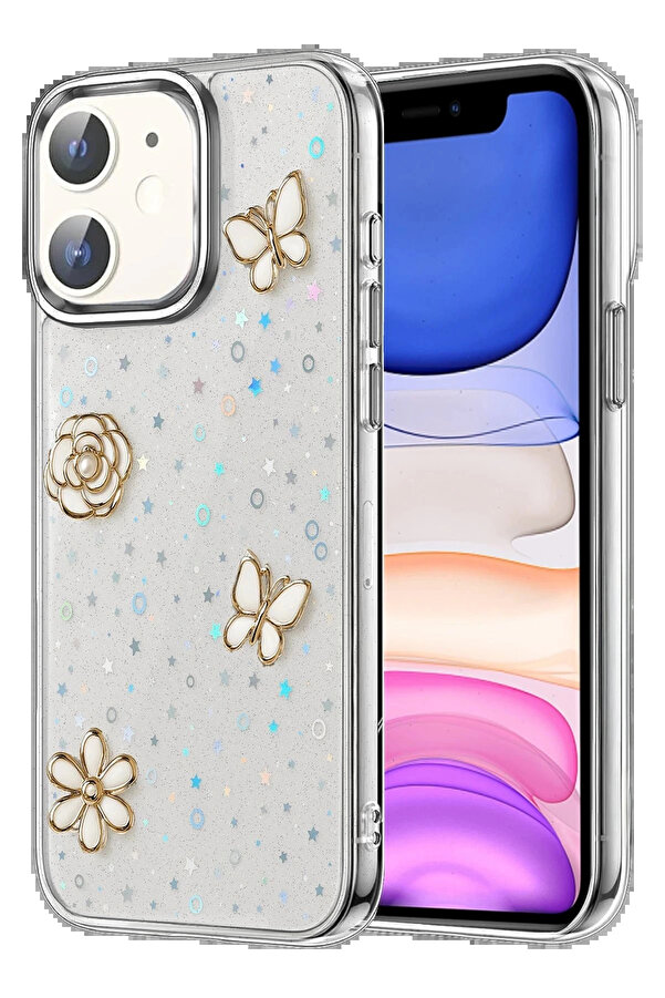 Buti̇k Apple İphone 12 Fi̇yonk Desenli̇ Kapak - Desen 2-(5796)