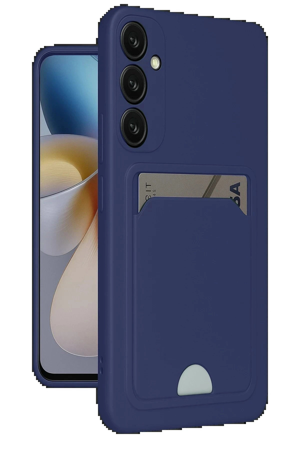 Buti̇k Samsung Galaxy S24 Plus Kelvi̇n Kartvi̇zi̇tli̇ Si̇li̇kon - Laci̇vert-(5796)
