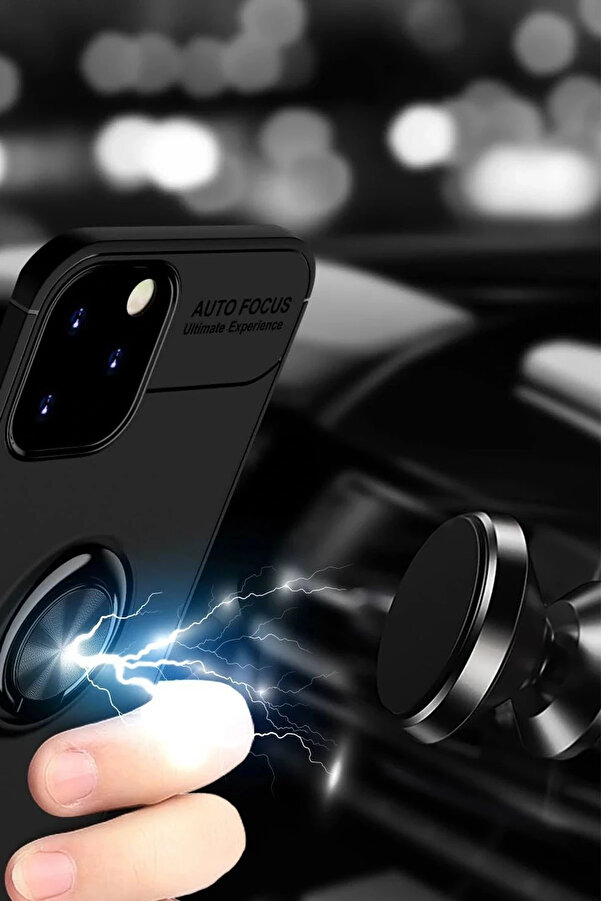 Buti̇k İphone 12 Kılıf Range Yüzüklü Si̇li̇kon - Kırmızı-(5796)