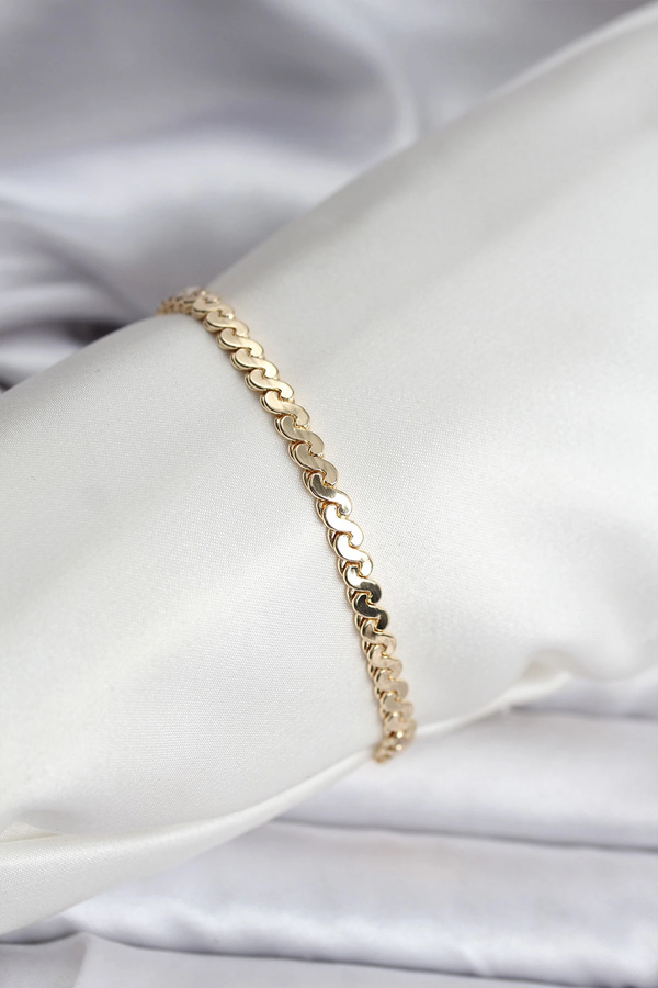 Buti̇k 14K Gold Renk Kaplama Ezme Yılan Zi̇nci̇r Model Cm Kadın Bi̇lekli̇k