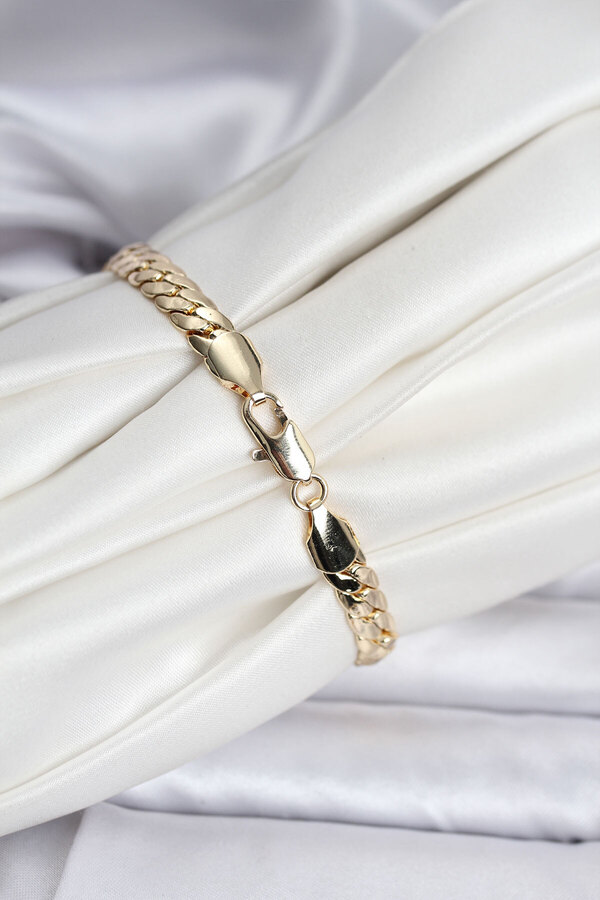 Toptan Bulurum 14K Gold Renk Kaplama Ezme Zi̇nci̇r Model Kadın Bi̇lekli̇k