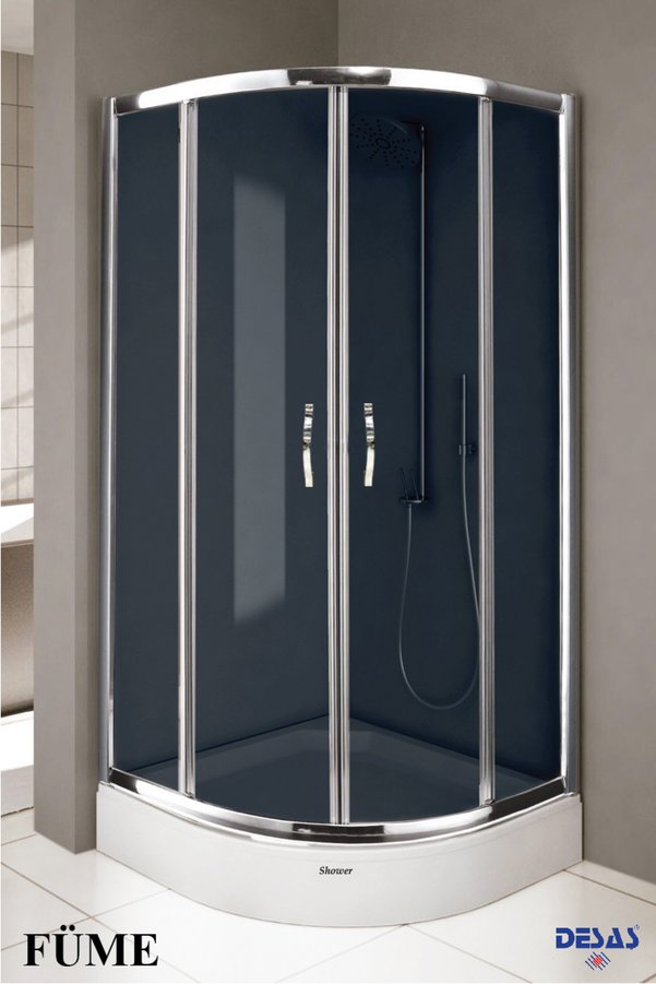 DESAŞ Shower Füme Camlı Oval LÜX Duşakabin Teknesiz *****Desaş Shower