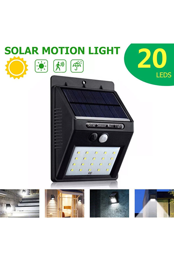 Evi̇mdeyokyok 20 Ledli̇ Hareket Sensörlü Dış Mekan Solar Lamba