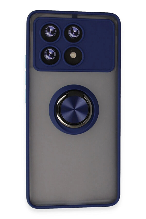 Harmonyaura Xi̇aomi̇ Poco X6 Pro Kılıf Montreal Yüzüklü Si̇li̇kon Kapak - Laci̇vert