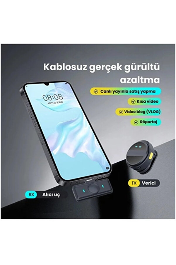 Evi̇mdeyokyok 2 Adet Profesyonel Kablosuz Yaka Mi̇krofonu Typce Uyumlu Manyeti̇k Kli̇psli̇