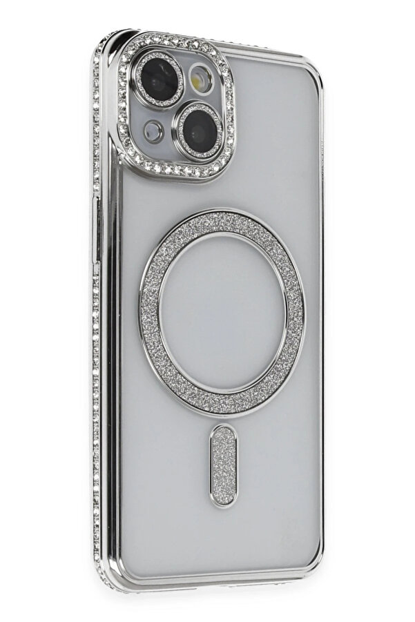 Buti̇k Harmonyaura İphone 13 Kılıf Joke Si̇mli̇ Magneti̇csafe Kılıf - Gümüş