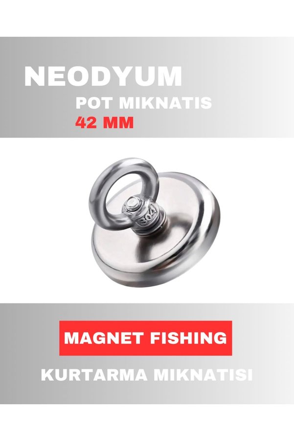 Genel Markalar Süper Güçlü 42mm Çapında Fishing Magnet Halkalı Neodyum Pot Mıknatıs Kanca Kurtarma Mıknatısı