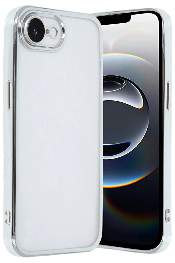 Buti̇k İphone 16E Kılıf Lensli̇ Si̇li̇kon - Gümüş-(5796)