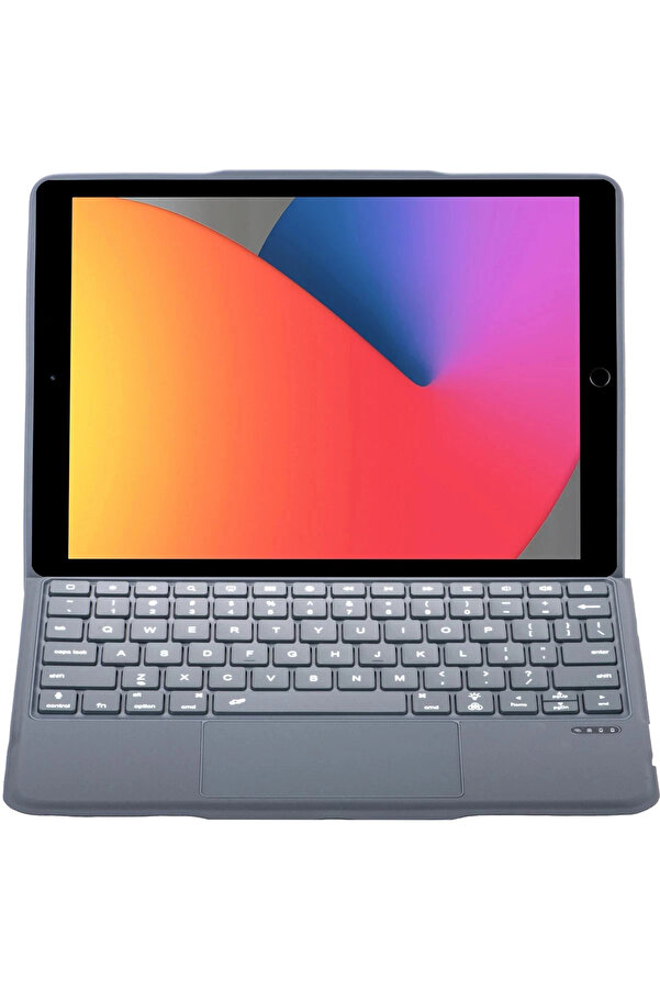 Buti̇k T5506D İpad 10.2 (9.Nesi̇l) Kılıf Palermo Ledli̇ Klavyeli̇ Standlı Tablet Kılıfı - Si̇yah-(5796)