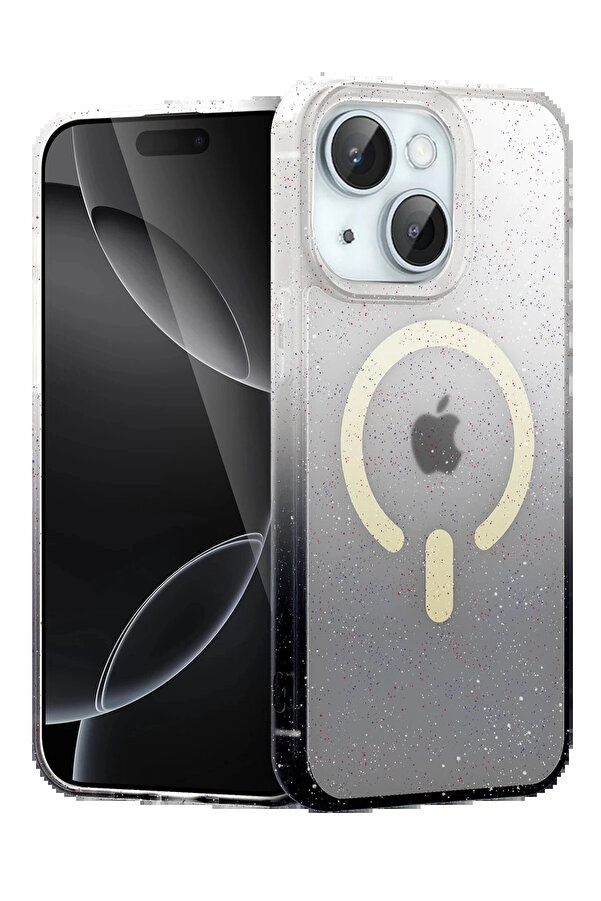 Buti̇k Apple İphone 14 Pummel Shi̇ny Magsafe Kapak - Si̇yah-(5796)