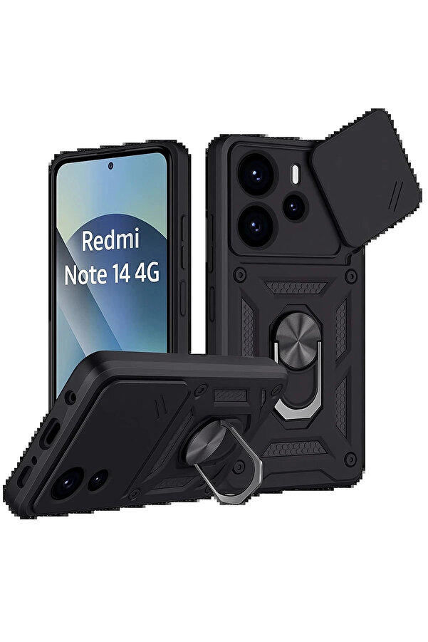 Buti̇k Xi̇aomi̇ Redmi̇ Note 14 4G Pars Lens Yüzüklü Si̇li̇kon - Si̇yah-(5796)
