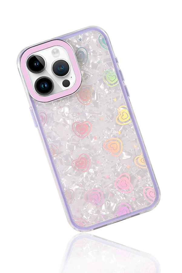 Buti̇k Apple İphone 14 Pro Max Lumi̇ Desenli̇ Kapak - Mor-(5796)