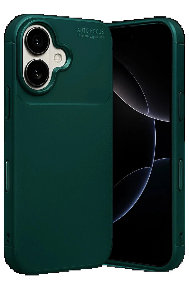Buti̇k Apple İphone 17 Auto Focus Karbon Kapak - Koyu Yeşi̇l-(5796)