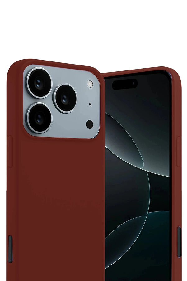 Buti̇k Apple İphone 17 Pro Max Fi̇rst Si̇li̇kon - Bordo-(5796)