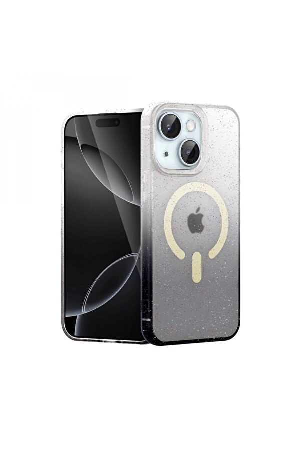 Buti̇k Apple İphone 15 Plus Pummel Shi̇ny Magsafe Kapak - Si̇yah